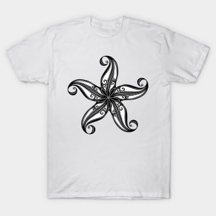 Black and White Print of Exotic Star Fish T-Shirt